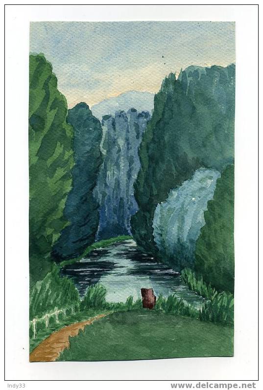 - PAYSAGE AVEC PIECE D'EAU . AQUARELLE NON SIGNEE - Wasserfarben