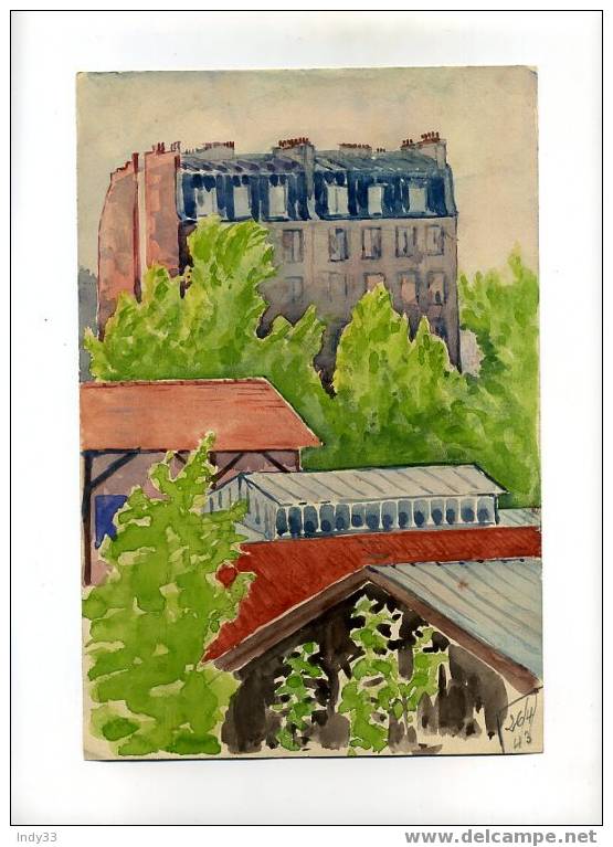 - TOITS DE PARIS  . AQUARELLE DATEE - Wasserfarben