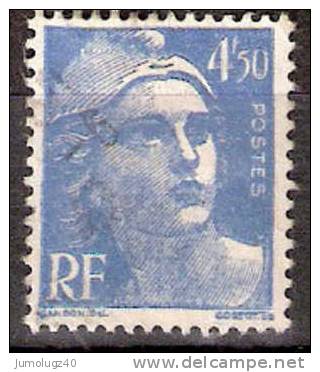 Timbre France Y&T N° 718A (1) Obl.  Marianne De Gandon.  4 F.50. Bleu. Cote 0,15 € - 1945-54 Marianne De Gandon