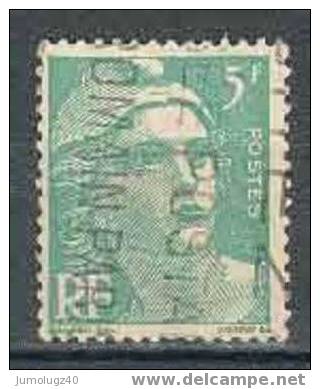 Timbre France Y&T N° 809 (1) Obl.  Mariann De Gandon.  5 F. Vert Clair. Cote 0,30 € - 1945-54 Maríanne De Gandon