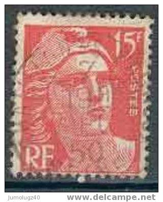 Timbre France Y&T N° 813 (01) Obl.  Mariann De Gandon.  15 F. Rouge. Cote 0,15 € - 1945-54 Maríanne De Gandon