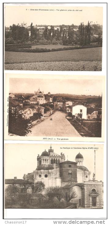 01 - ARS-sur-FORMANS - Lot De 3 Cartes - Vue Générale Prise Du Côté Sud - La Basilique Et L´ancienne Eglise - Ars-sur-Formans