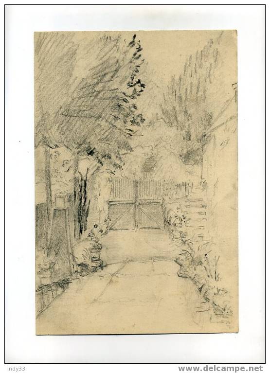 - PORTAIL DE JARDIN . DESSIN AU CRAYON NOIR NON SIGNE - Drawings