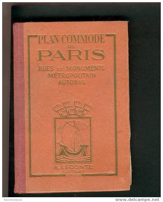 Plan Economique De Paris Rues Monuments Métro Autobus 1946 A. Leconte Editeur - Europa