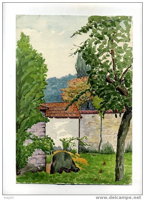 -  JARDIN A LA CAMPAGNE . AQUARELLE NON  SIGNEE . DATEE 37 - Watercolours