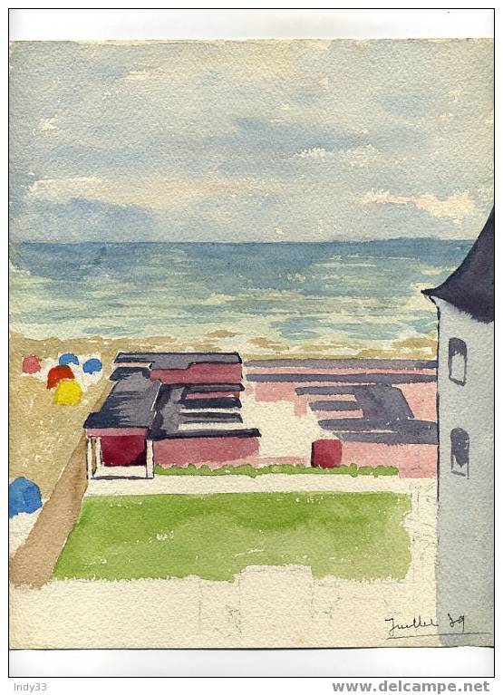 - CÔTE ATLANTIQUE . AQUARELLE NON  SIGNEE . DATEE JUILLET 39 - Wasserfarben