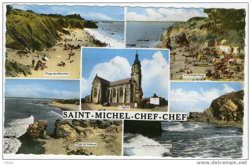 SAINT-MICHEL-CHEF-CHEF (Multivues) : Plage Des Mouettes Et De Gohau, Grande Plage, Rochers Du Châtelet (non Circulée) - Saint-Michel-Chef-Chef