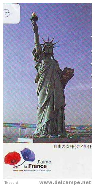 Telecarte Statue Of Liberty (6b) Statue De La Liberte Twins Towers New York USA  Phonecard Japan - Landscapes