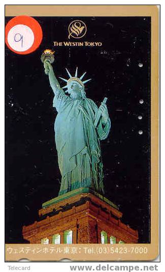 Telecarte Statue Of Liberty (9) Statue De La Liberte Twins Towers New York USA  Phonecard Japan - Landscapes