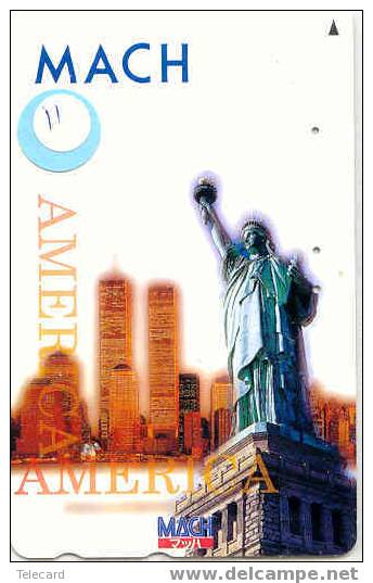 Telecarte Statue Of Liberty (11) Statue De La Liberte Twins Towers New York USA  Phonecard Japan - Landscapes