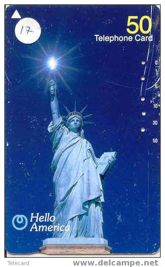 Telecarte Statue Of Liberty (17) Statue De La Liberte Twins Towers New York USA  Phonecard Japan - Paysages