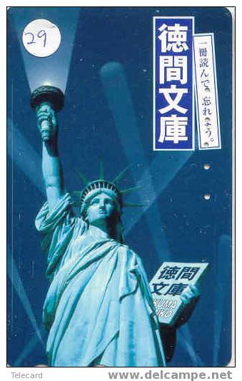 Telecarte Statue Of Liberty (29) Statue De La Liberte Twins Towers New York USA  Phonecard Japan - Landscapes