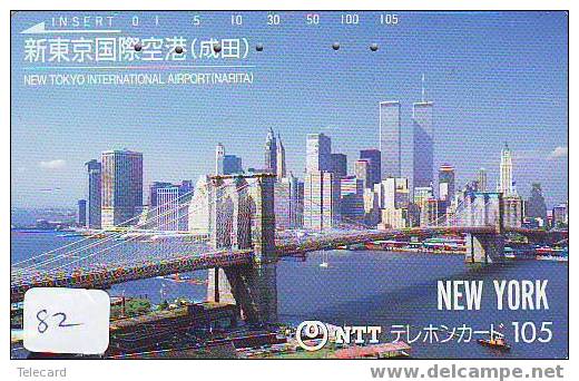 Telecarte Statue Of Liberty (82) Statue De La Liberte Twins Towers New York USA  Phonecard Japan - Paysages