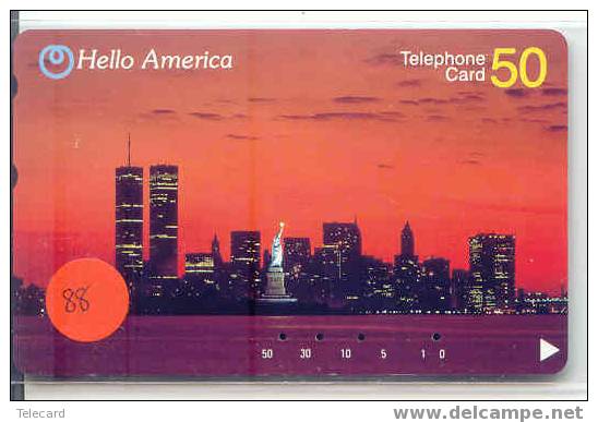 Telecarte Statue Of Liberty (88) Statue De La Liberte Twins Towers New York USA  Phonecard Japan - Paysages