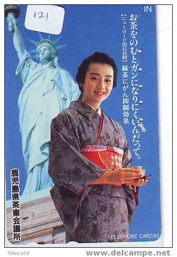 Telecarte Statue Of Liberty (121) Statue De La Liberte Twins Towers New York USA  Phonecard Japan - Paysages