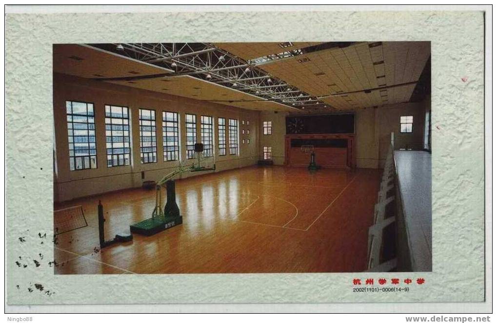 China 2002 Hangzhou Xuejun School Indoor Basketball Gymnasium Advertising Pre-stamped Card - Pallacanestro