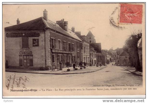 MORSANG SUR ORGE - La Rue Principale Avec La Fontaine Saint-jean - Café Marchais - Morsang Sur Orge