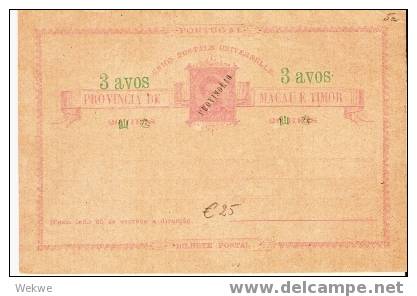 Ch-AP022/  Macao. Stationery (P 5 A) 3 Avos-overprint, Ununsed, ( Auf Luis IGanzsache) - Storia Postale