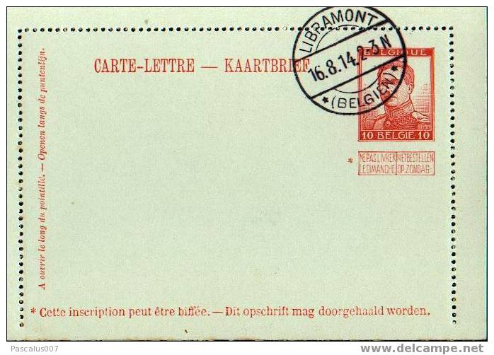 P134-018 - Entier Postal - Carte-lettre N° 18 - Albert Avec Bandelette Sans Le Nom Du Graveur - De Septembre 1913 - 10 C - Letter-Cards