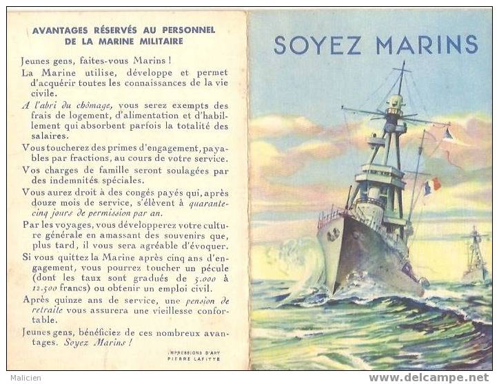 Ref No Mla No 04-MARINE DE GUERRE -livret 4 Pages Format Carte Postale -propagande Soyez Marins - Bon Etat - Schiffe