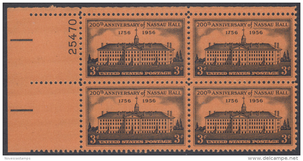 !a! USA Sc# 1083 MNH PLATEBLOCK (UL/25470) - Nassau Hall - Ongebruikt