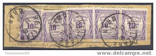 Lot N°5246  Cinq N°44 Sur Fragment, Oblit REZILANE (ORAN) Ind 12, Du 12/10/1914 - 1859-1959 Oblitérés