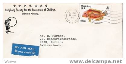 Ch-HK039/ Hong Kong.  Fish, Single Franking 1981 To Switzerland - Lettres & Documents