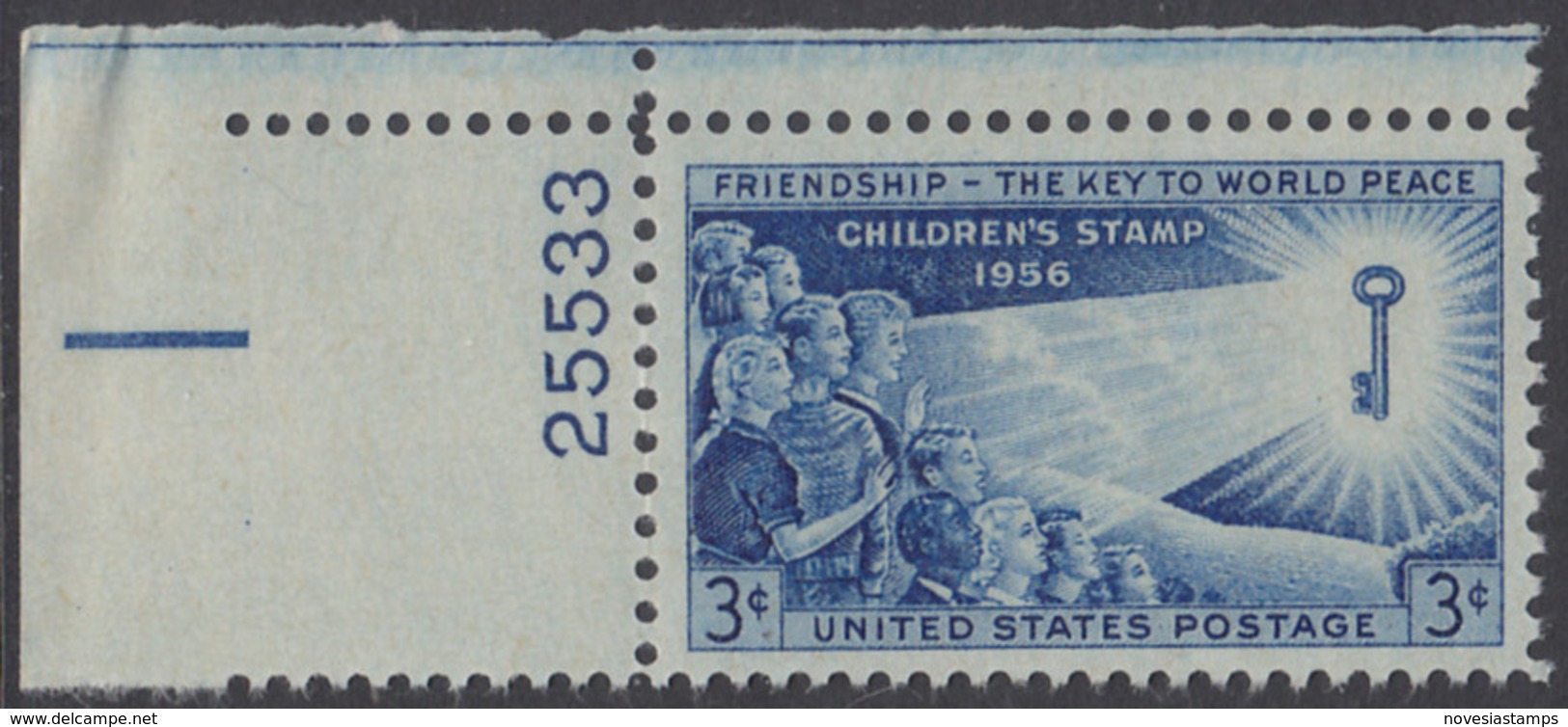 !a! USA Sc# 1085 MNH SINGLE From Upper Left Corner W/ Plate-# 25533 - Children's Issue - Nuovi