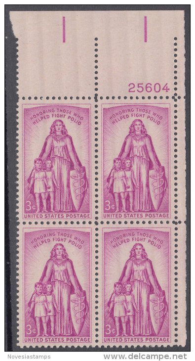 !a! USA Sc# 1087 MNH PLATEBLOCK (UR/25604) - Polio - Neufs