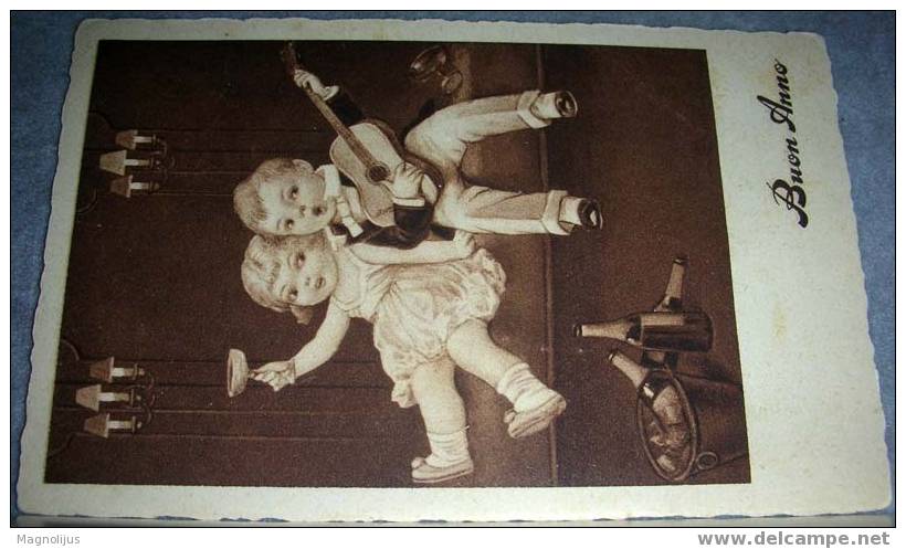 Illustrators,Colombo,Children,Music,Party,Guitar,Champagne,vintage Postcard - Colombo, E.