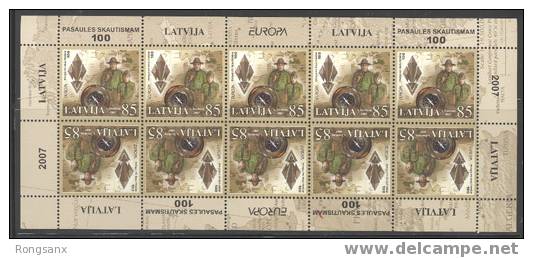 2007 LATVIA  EUROPA-SCOUTS SHEETLET OF 10 SETS - 2007