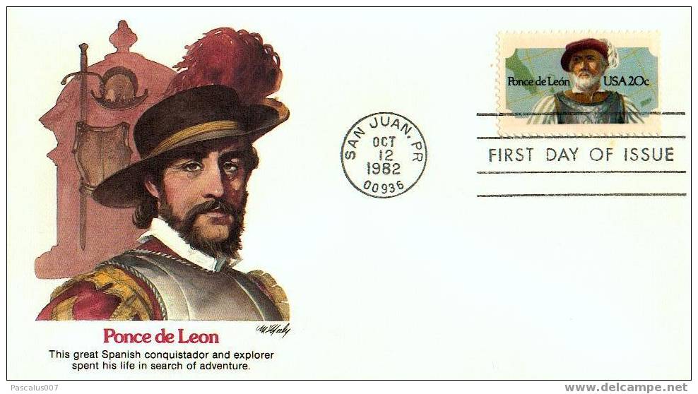 A00025 - Enveloppe Fdi Fdc - Etats-unis - 12-10-1982 - Juan Ponce De Leon - Explorateur Espagnol - Autres & Non Classés