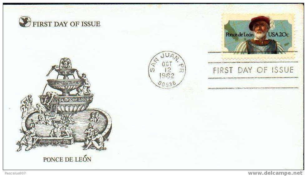 A00025 - Enveloppe Fdi Fdc - Etats-unis - 12-10-1982 - Juan Ponce De Leon - Explorateur Espagnol2 - Autres & Non Classés