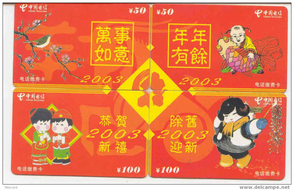 4 Telecartes China In Puzzle Oiseau (1) Puzzle Of 4 Phonecards - Puzzles