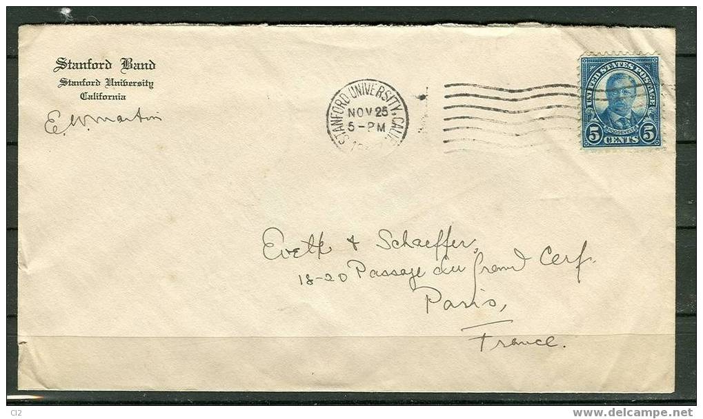 ETATS-UNIS - Y&T 232  Sur Lettre  Pour Paris (Musique) - Voir Description - Lettres & Documents