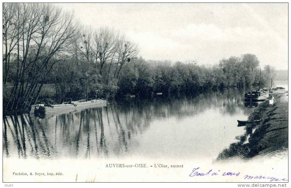 Lot 2 CPA - Auvers-sur-Oise (95) - L'Oise, Amont - Péniches - Panorama - Auvers Sur Oise