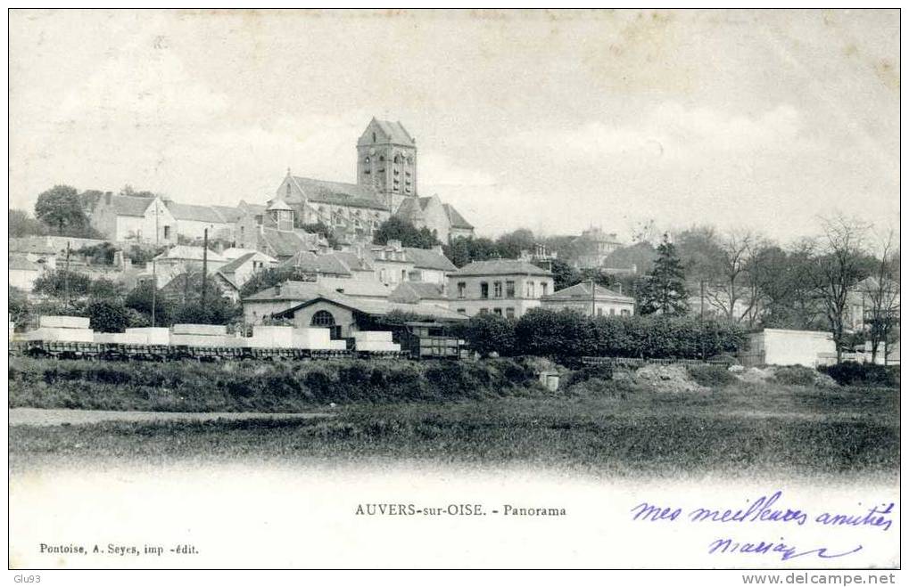 Lot 2 CPA - Auvers-sur-Oise (95) - L'Oise, Amont - Péniches - Panorama - Auvers Sur Oise