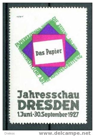 Werbemarke Cinderella Poster Stamp Jahresschau Das Papier Dresden 1927 #455 - Advertising