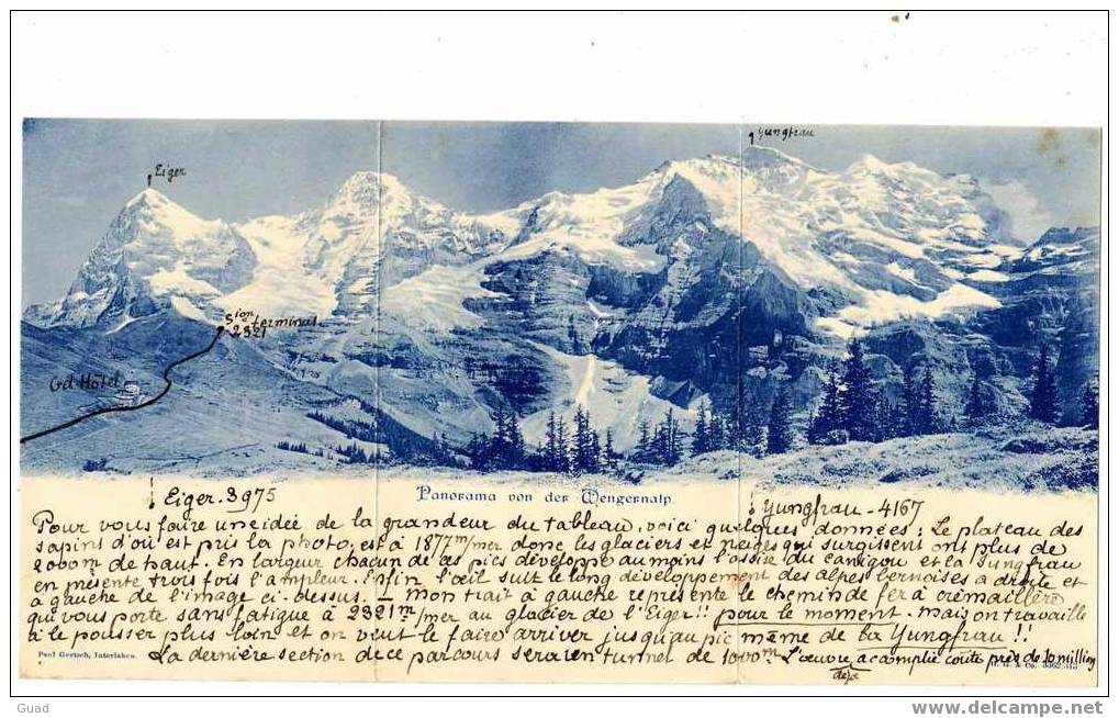 SUISSE - PANORAMA VON DER WENGERNALP  -  Carte 3 Volets SUPERBE DOCUMENT - Enge