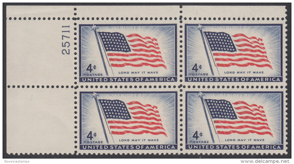 !a! USA Sc# 1094 MNH PLATEBLOCK (UL/25711/a) - 48-Star Flag - Nuovi