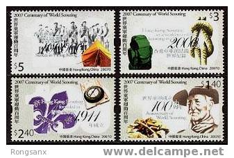 2007 HONG KONG 100 Years Of Scouting 4V+SS - Unused Stamps