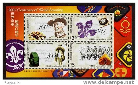 2007 HONG KONG 100 Years Of Scouting 4V+SS - Unused Stamps