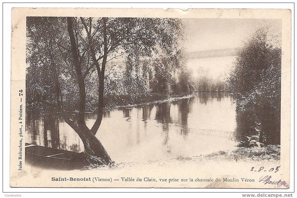 CPA De SAINT BENOIST - Vallée Du Clain, Vue Prise Sur La Chaussée Du Moulin Véron (1903). - Saint Benoit