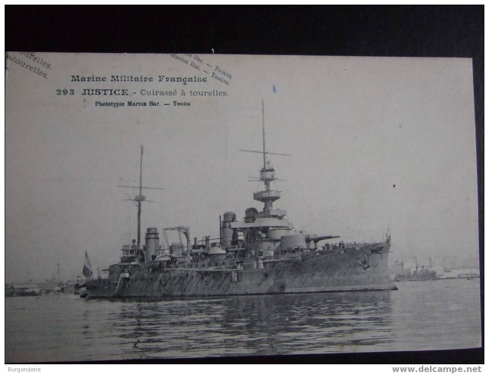 MARINE MILITAIRE FRANCAISE/ JUSTICE/ CUIRASSE A TOURELLES/ PHOTOTYPIE MARIUS BAR/ - Warships