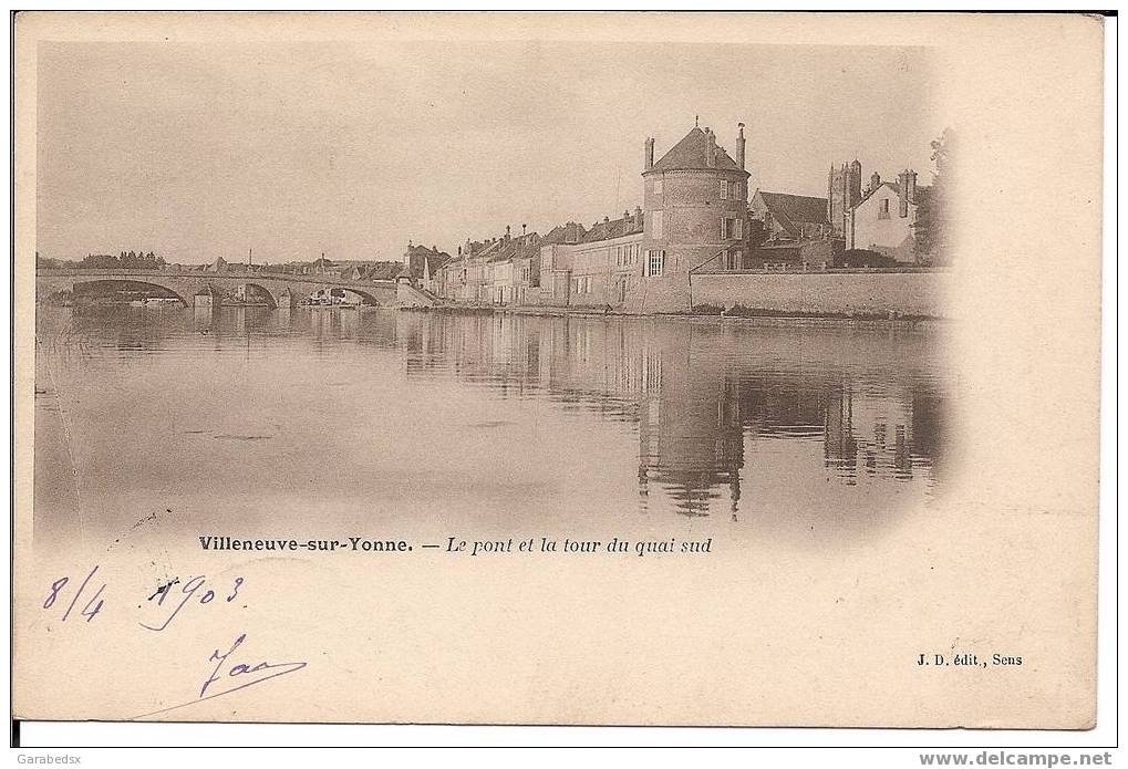 CPA De VILLENEUVE SUR YONNE - Le Pont Et La Tour Du Quai Sud (1903). - Villeneuve-sur-Yonne