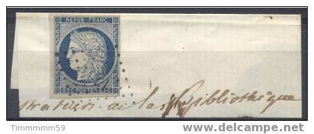 Lot N°5297  N°4 Bleu/fragment Oblit PC1354 FUMEL (45) - 1849-1850 Cérès