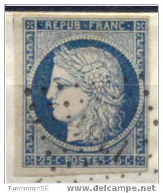 Lot N°5297  N°4 Bleu/fragment Oblit PC1354 FUMEL (45) - 1849-1850 Ceres
