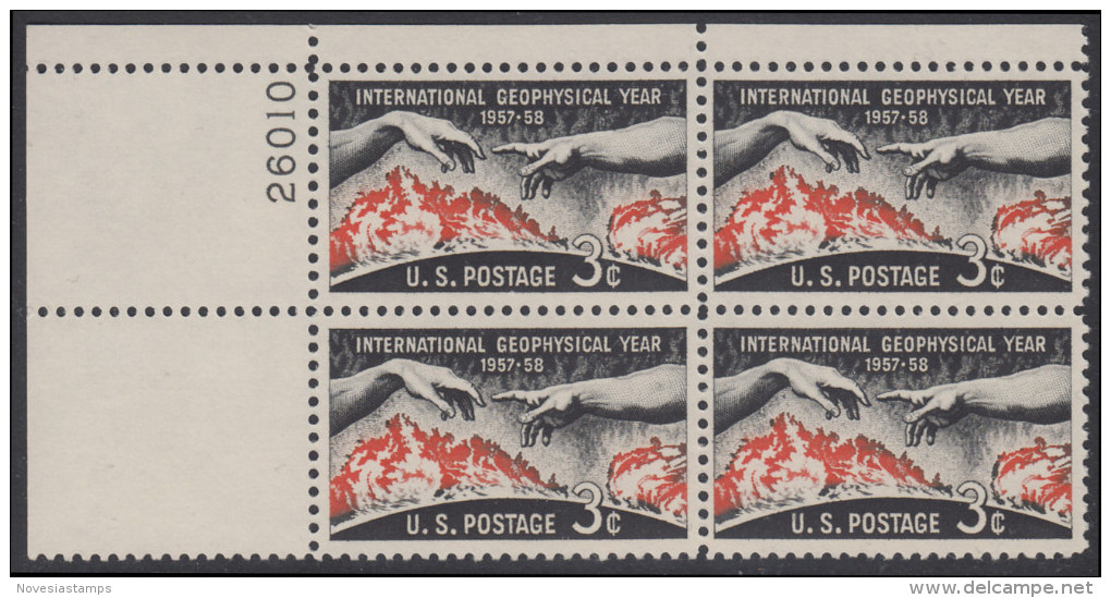 !a! USA Sc# 1107 MNH PLATEBLOCK (UL/26010/a) - Geophysical Year - Nuevos