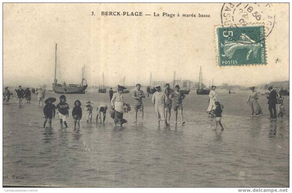 62 BERCK 1908 Pas-de-Calais Scène BAIGNEURS PLAGE Etat TB ¤ RUGEL N°3 àPERIGOT LA FERTE PRES REUILLY- C1858 - Berck
