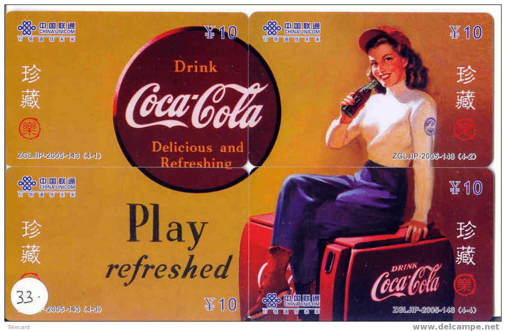 4 Telecartes COCA COLA En Puzzle (33) Puzzle Of 4 Phonecards - Puzzles